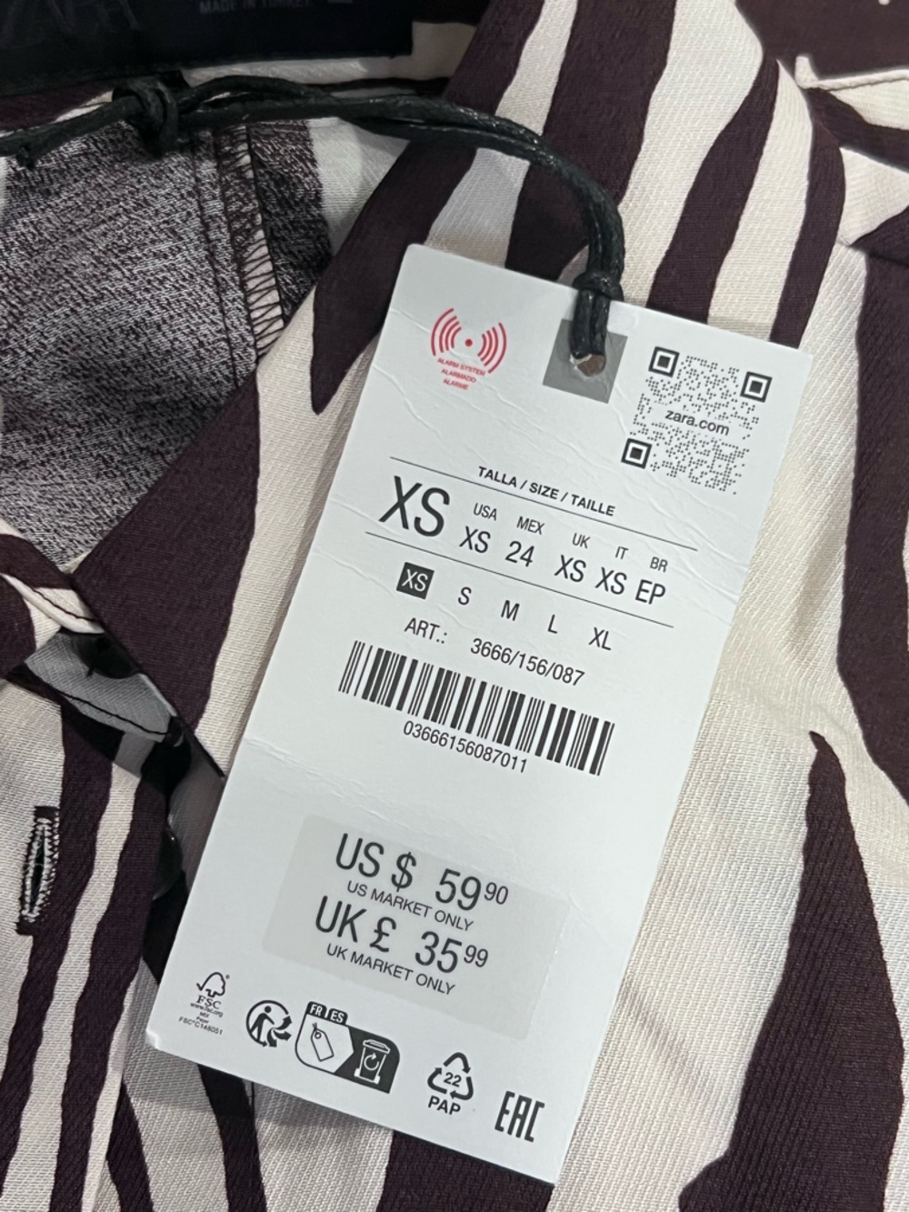 Zara Zebra Striped Button-Up Top - Picture 4 of 5